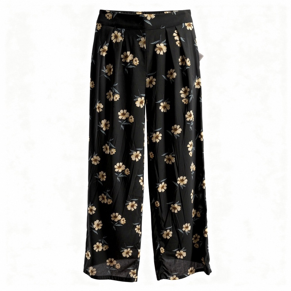House of Harlow 1960 Black Floral Wide-Leg Pants Sz XS